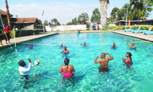 Volleyball at swimming